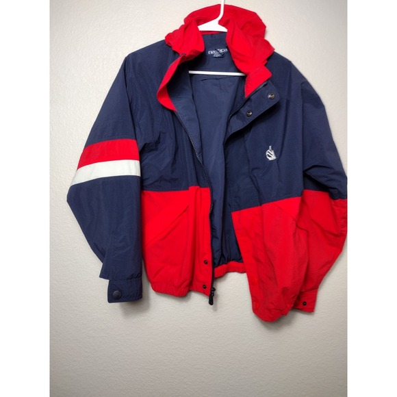 Vtg 90s Nautica Kids Windbreaker Jacket Size XL 20 Blue Red - Picture 1 of 4